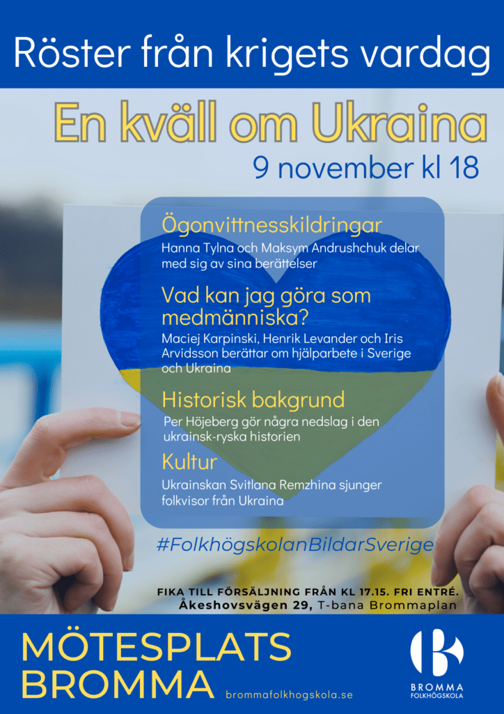 Två händer som håller upp en bild på ett blågult hjärta.